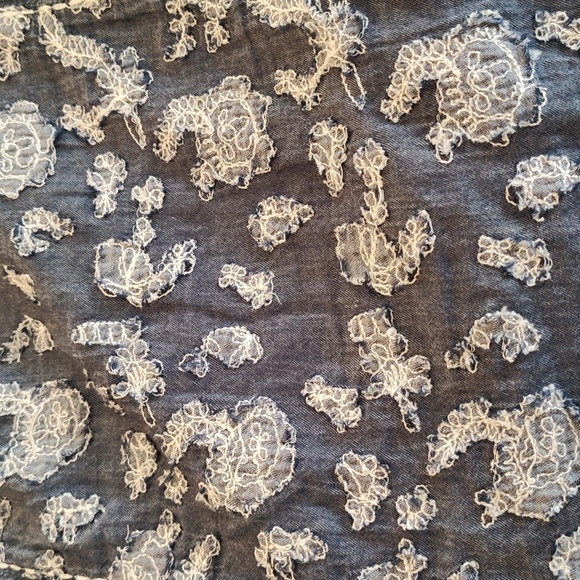 Kim Rogers Peasant Neckline 3/4 Sleeve Embroidered Appliqued Poet Blouse Blue 1X - Picture 7 of 11